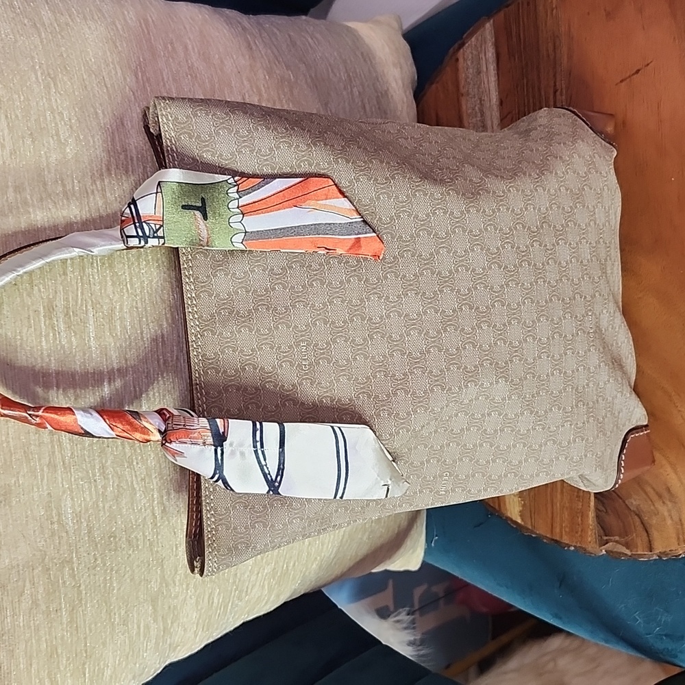 Celine Tan and Brown Patterned Mini Tote Bag - Picture 4 of 16
